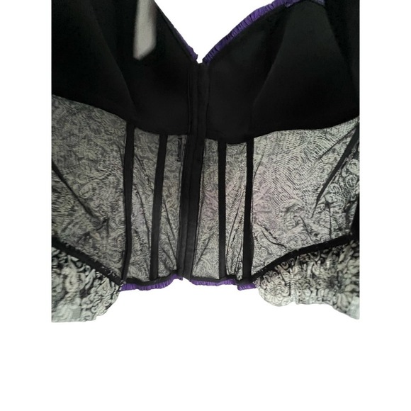 NWT Cacique Corset Lace up Back Size 18 / 20 Goth, Cottage Core Black and Purple - Picture 5 of 8